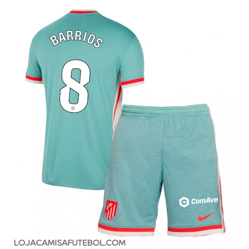 Camisa de Futebol Atletico Madrid Pablo Barrios #8 Equipamento Secundário Infantil 2024-25 Manga Curta (+ Calças curtas)